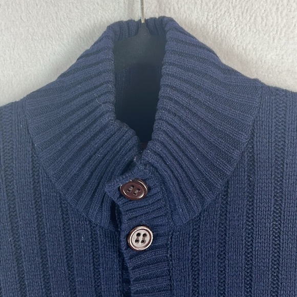 Roots Vintage Men’s Wool Blend Cardigan Sweater Navy Sz XXL* Brown Buttons - Picture 3 of 14